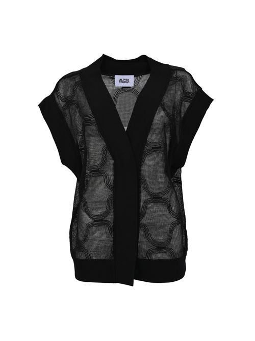 Gilet traforato in cotone Nero Alpha studio | AD-6560D2002